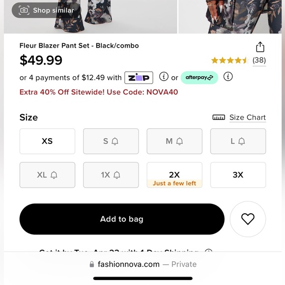 Fleur Blazer Pants Set Black/Combo - Picture 2 of 4